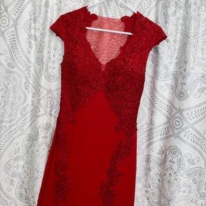 Elegant red maxi dress